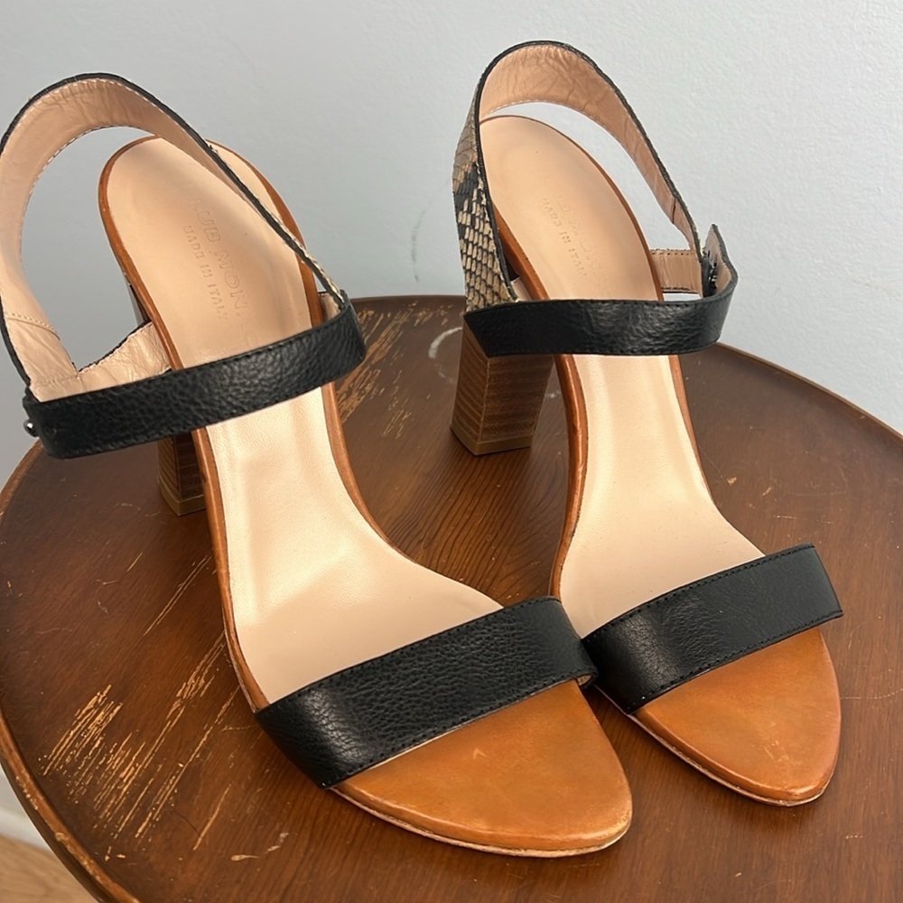 Club Monaco size 39.5 leather strappy slingback heeled sandal - Picture 6 of 11